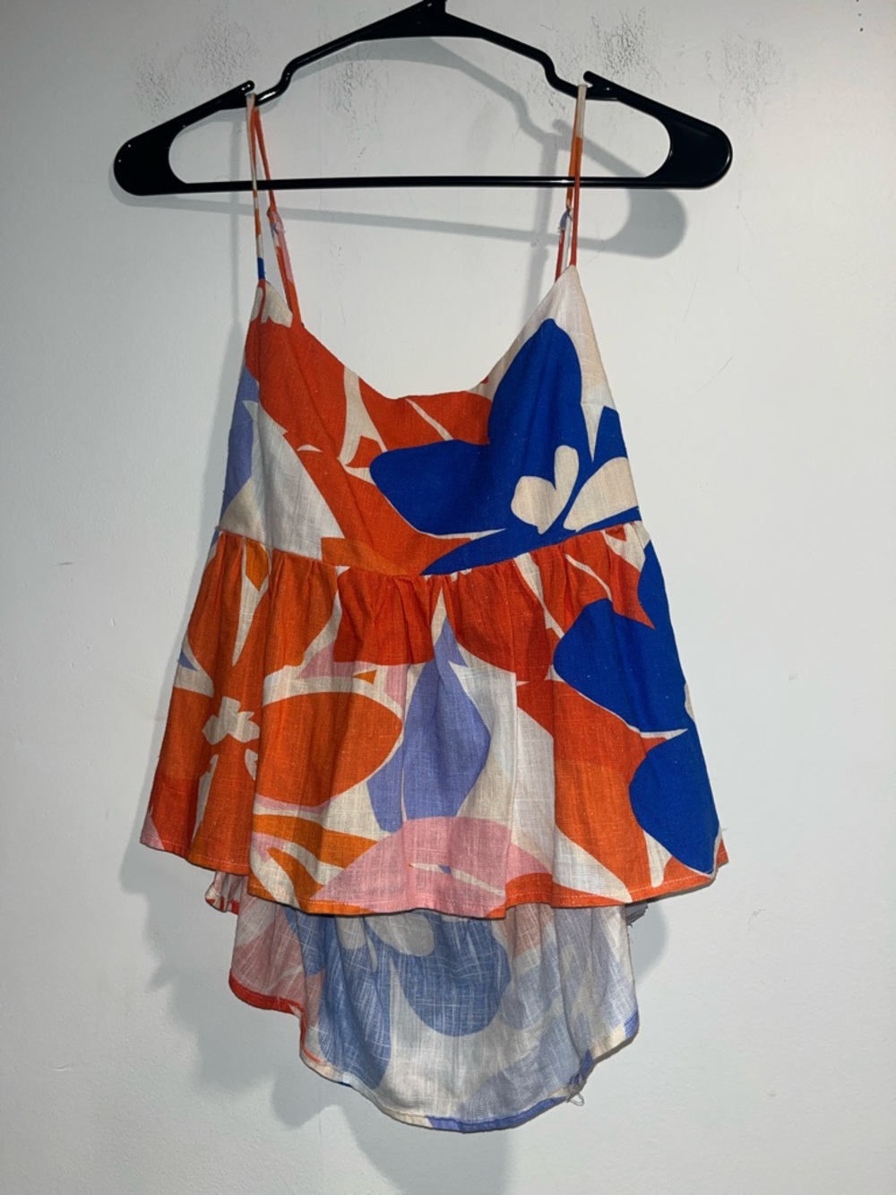 En Saison Bold Floral Layered Cami in Orange, Blue & Cream